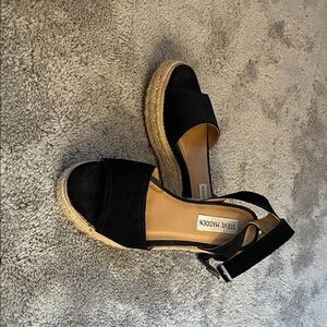 Steve Madden Black Espadrille Wedges